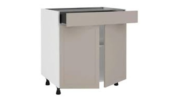 Meuble bas de cuisine Newport taupe, 1 porte et 2 tiroirs H77xl60 Delinia