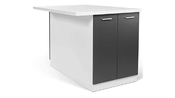 Ilot central IVO 120 cm blanc et gris de chez IDMarket