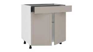 Meuble bas de cuisine Newport taupe, 1 porte et 2 tiroirs H77xl60 Delinia